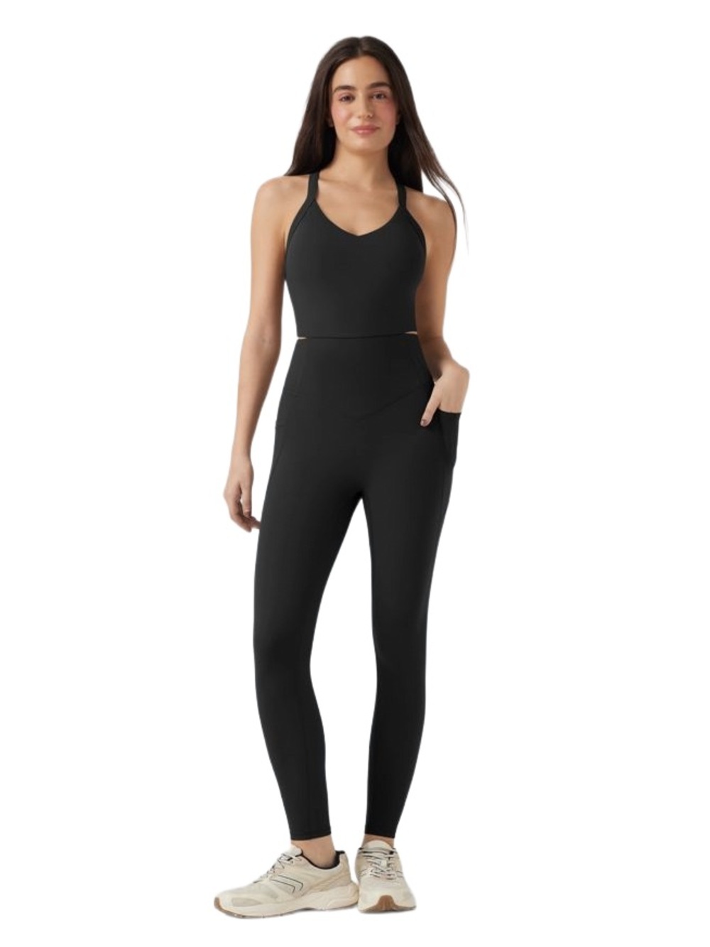halara ultrasculpt open back sleeveless tummy control jumpsuit with pocket